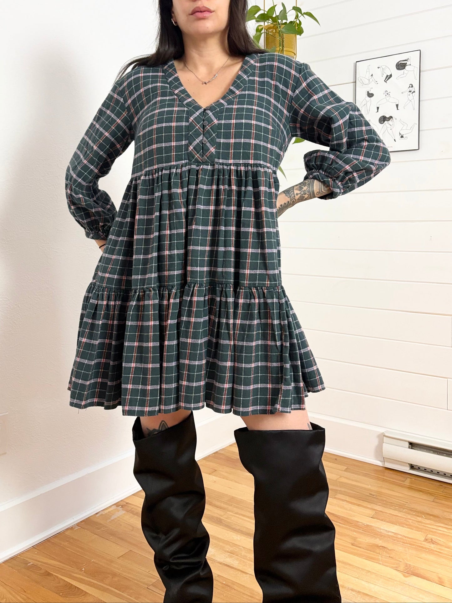 Robe courte Madewell en flanelle à col rond, taille S/M