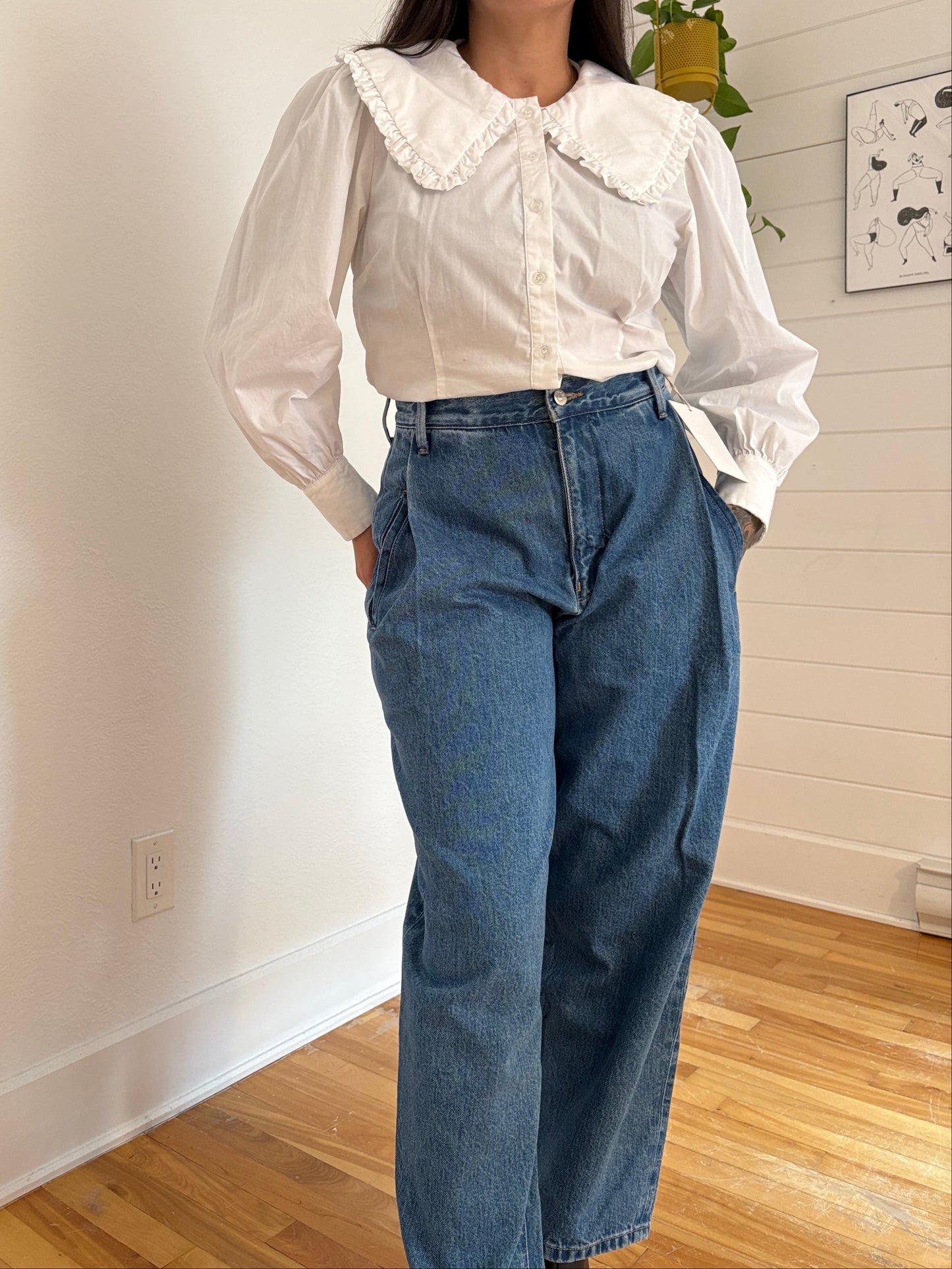 H&M poplin collared blouse S/M