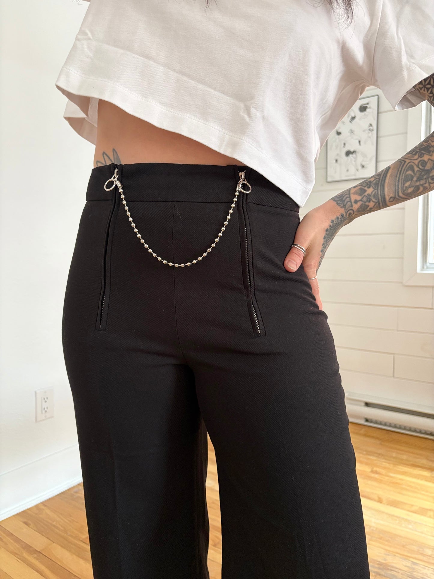 Acne Studios zip chain crop wide leg culottes W27