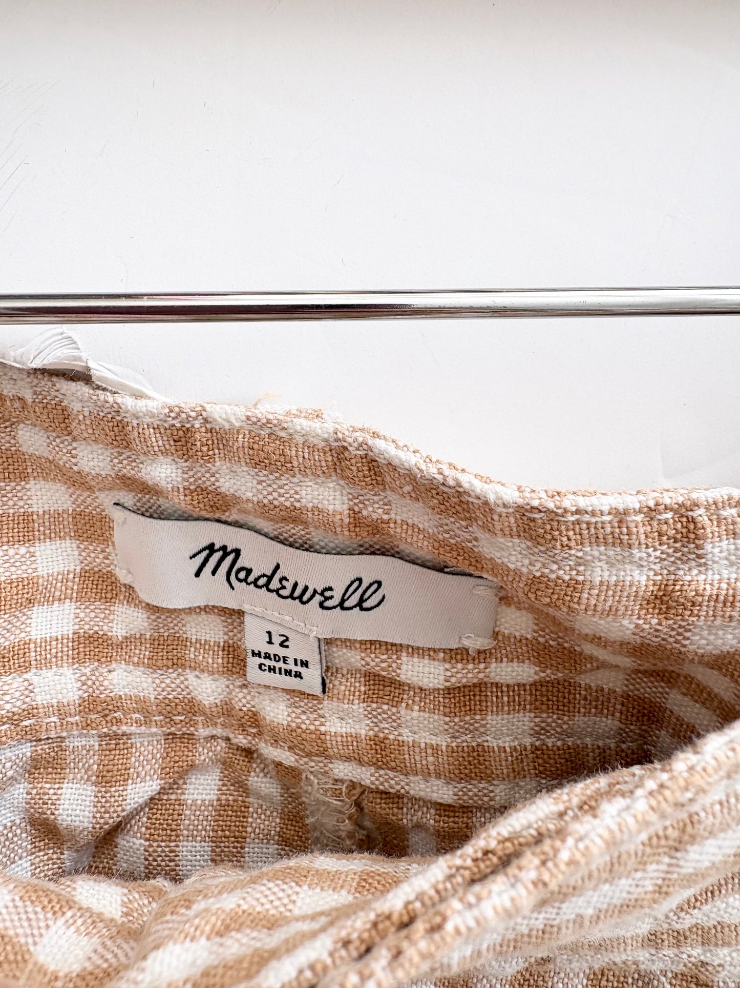 Short plissé en lin à carreaux Madewell W32