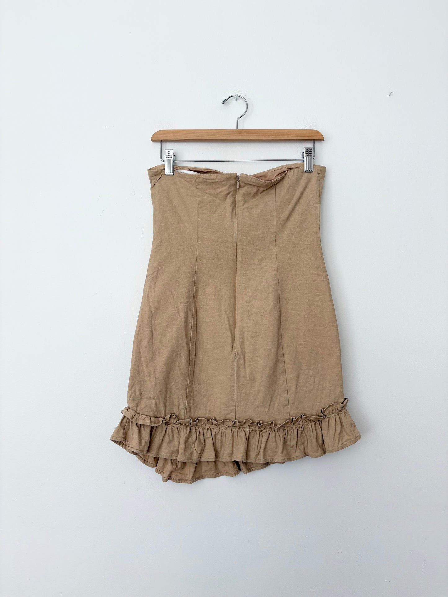 Lovers + Friends Robe bustier volantée en lin Curtis Petite