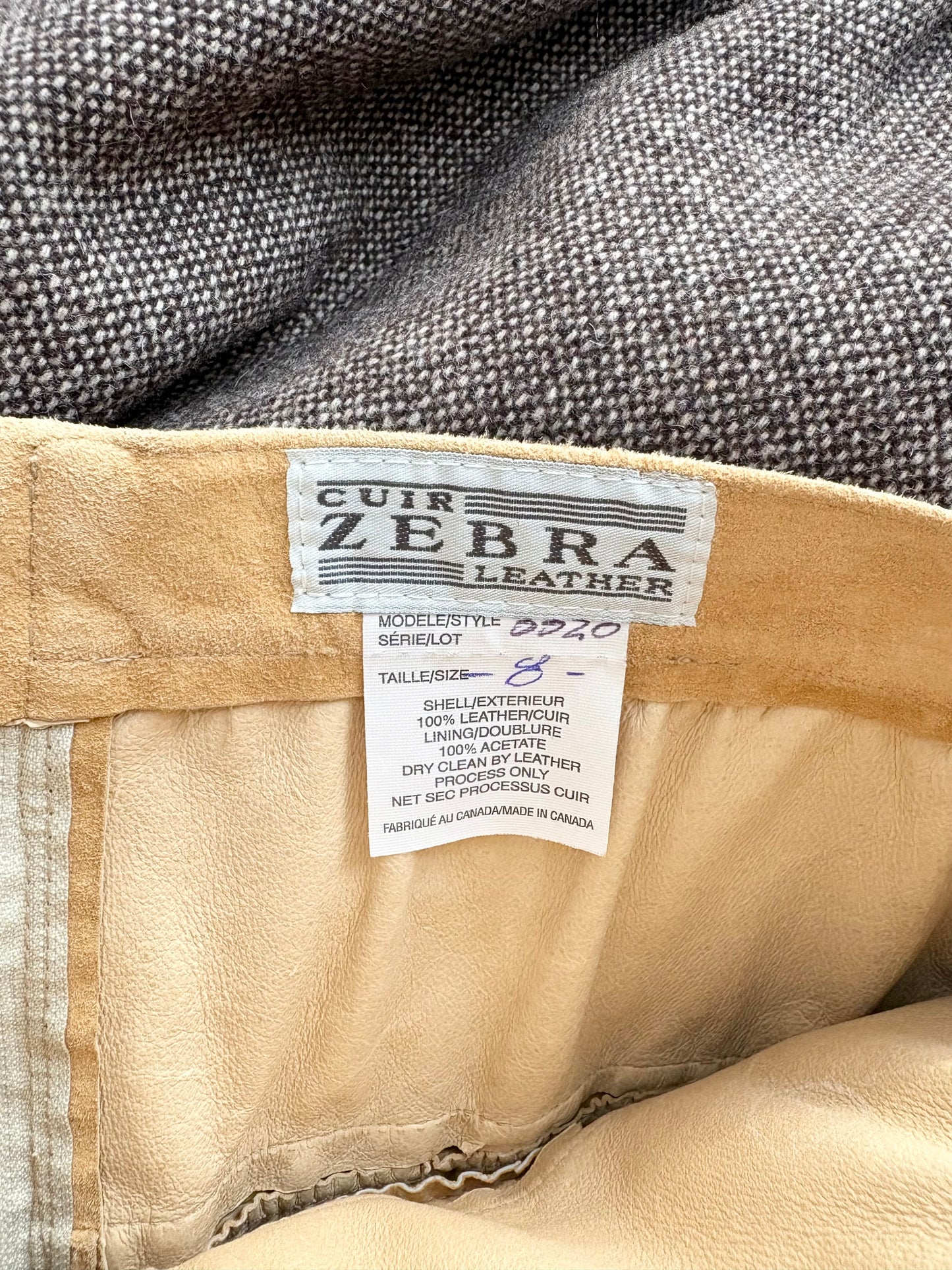 Jupe midi vintage en daim véritable à volants, taille XS/S