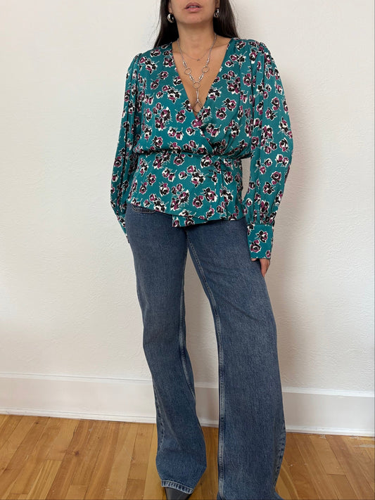 The kooples floral crossover printed blouse Large