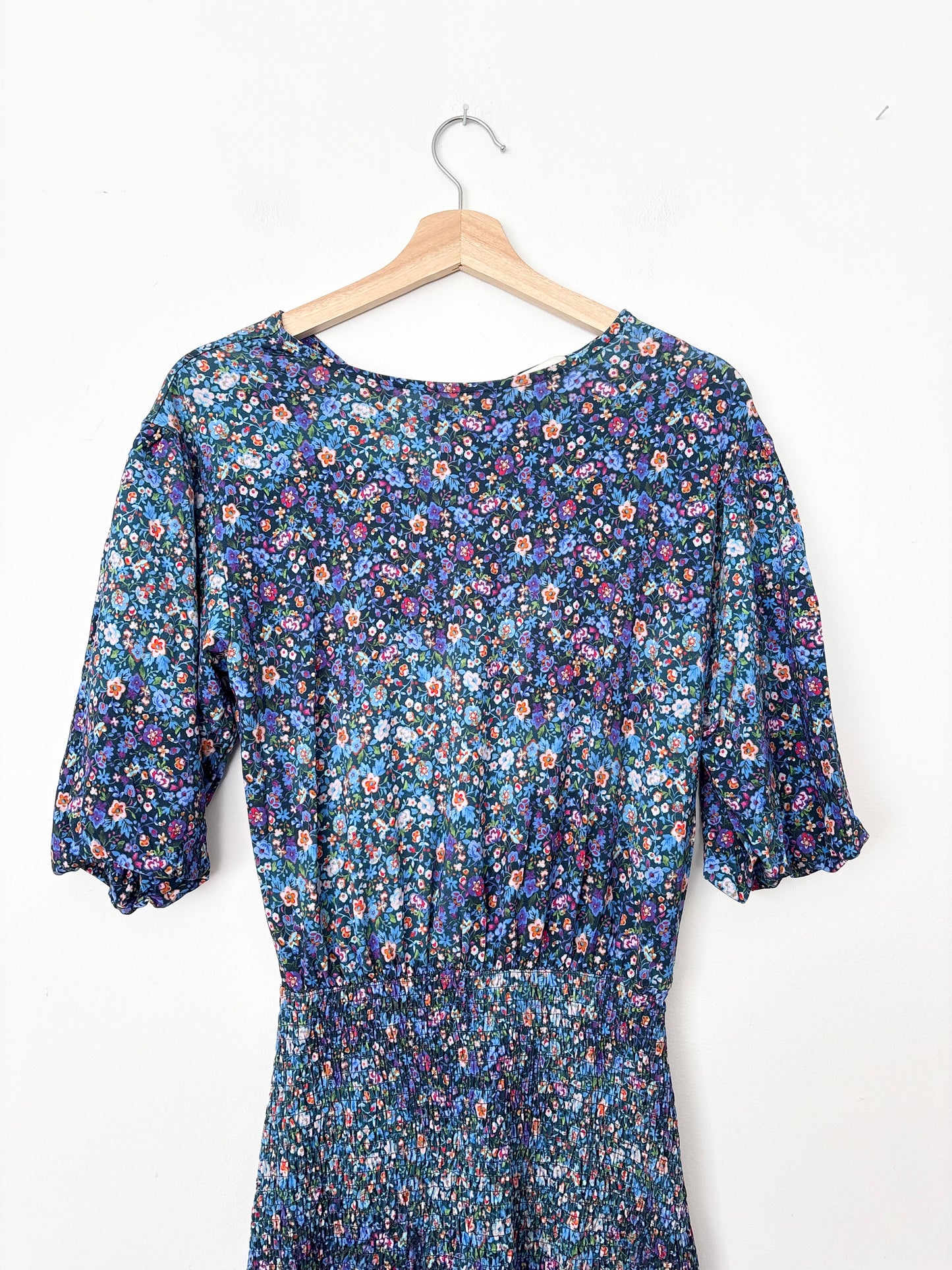 Robe SANDRO Spinelle à smocks floraux, taille M