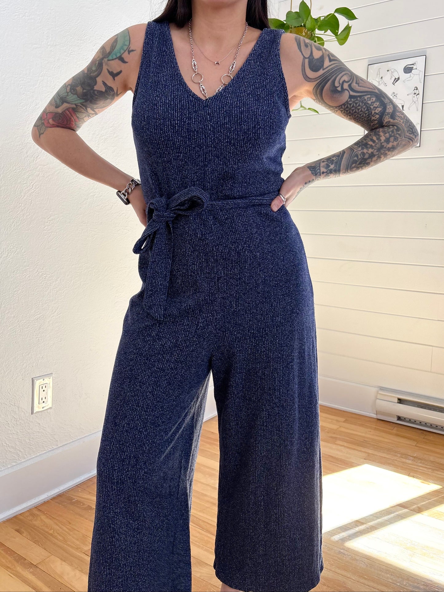 Gap rib knit wide leg jumpsuit Medium