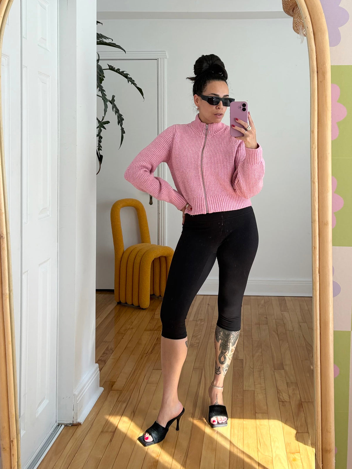 William Rast pink zip up knit sweater Large