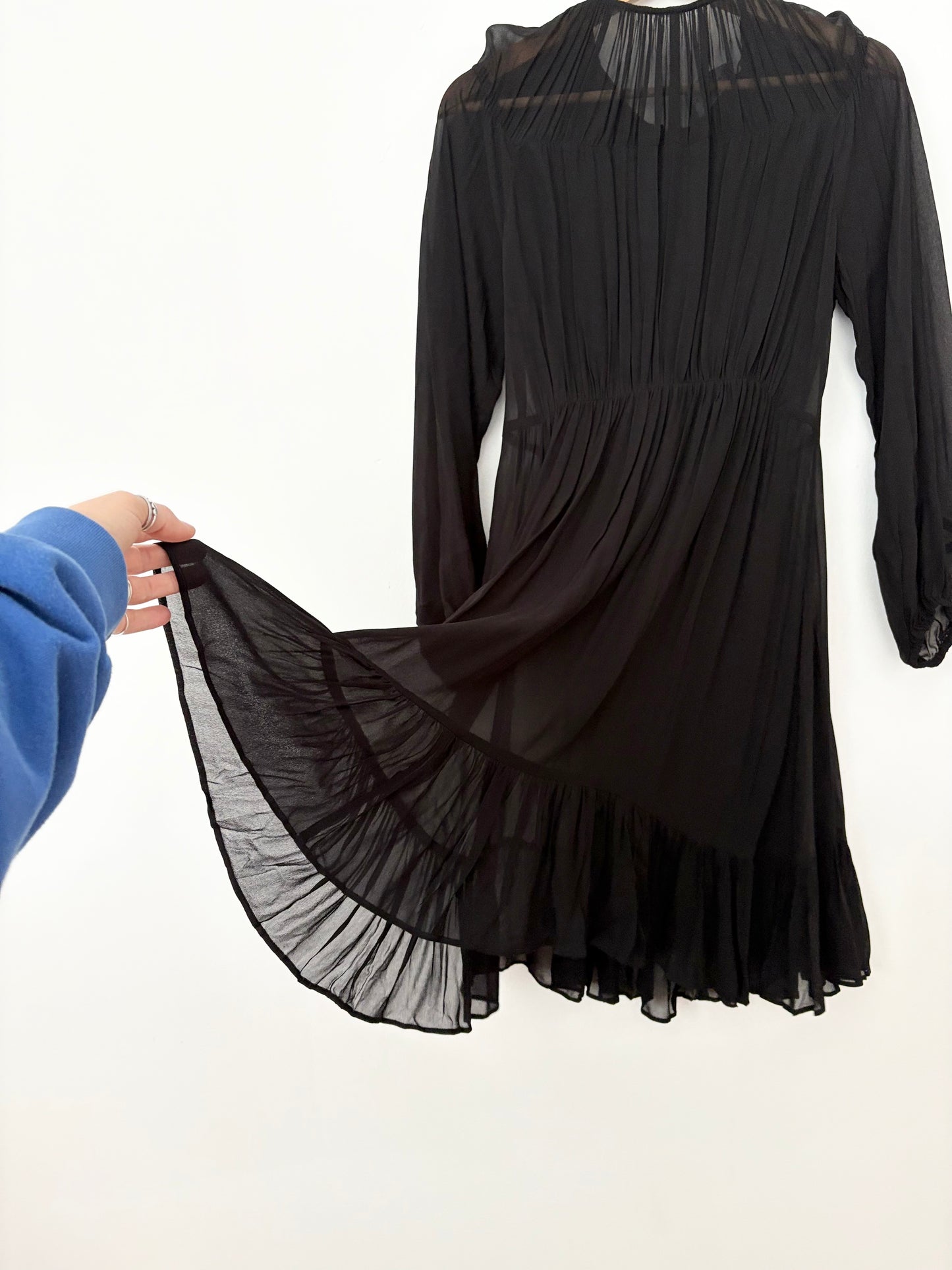 The Kooples pure pleated balloon sleeve mini dress Small