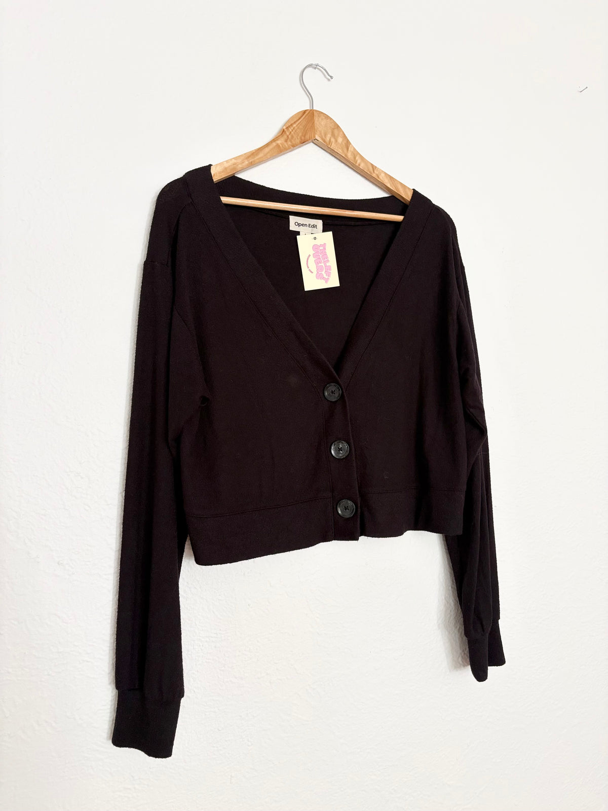 Open edit black boxy cardigan S/M