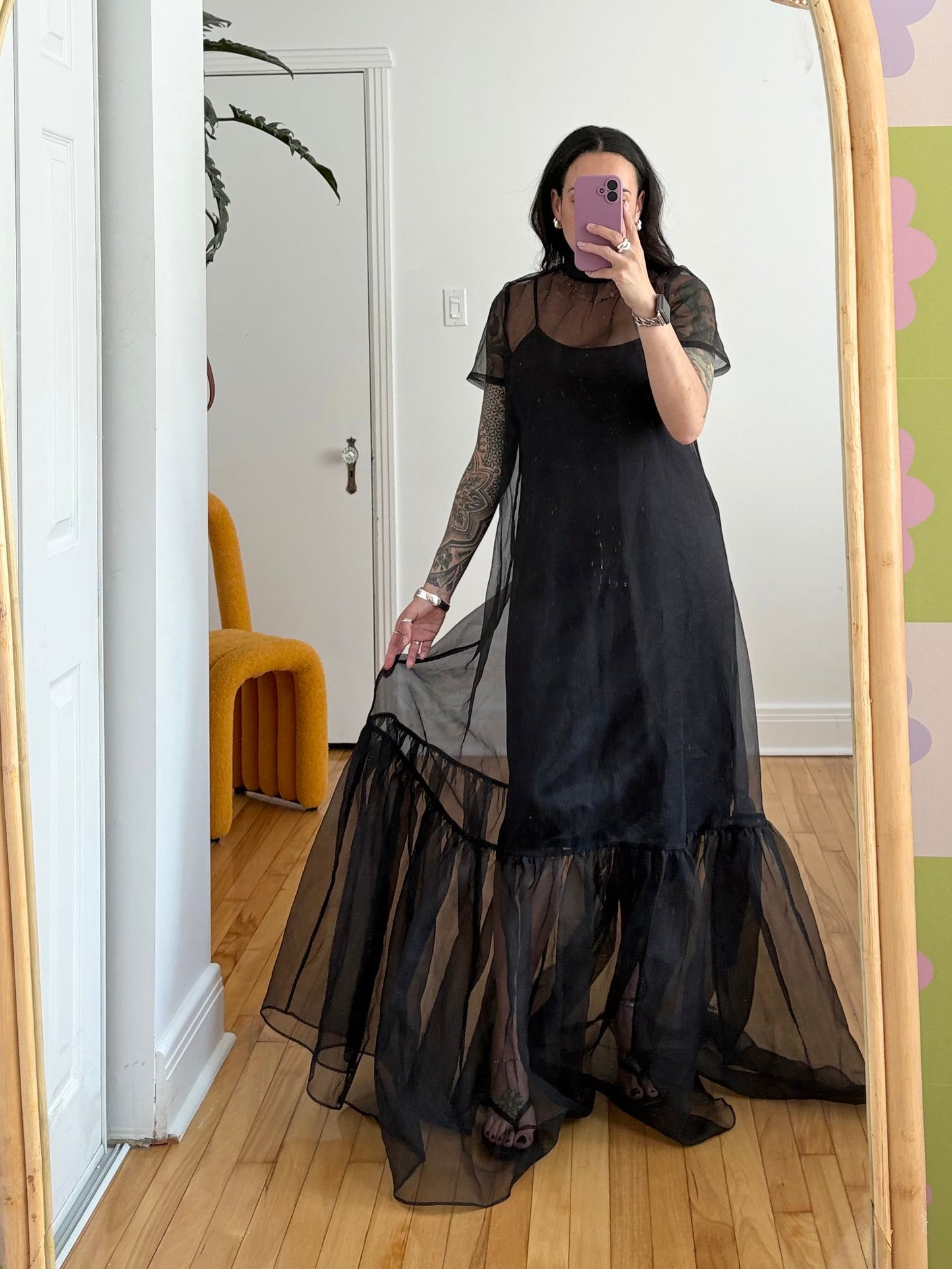 CAARA Melody organza dress in black Medium