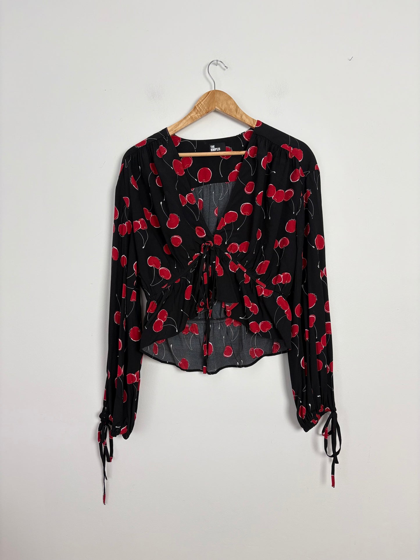 The kooples cherry printed crop blouse M/L