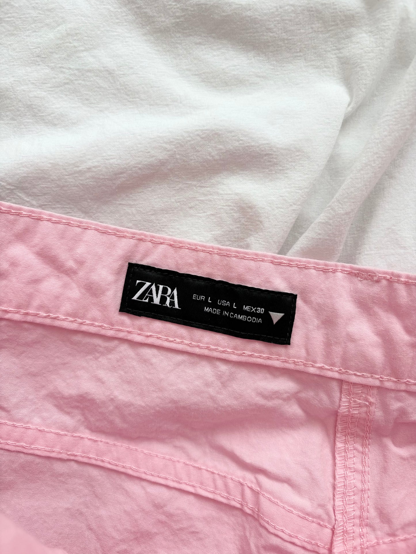 Zara pink cotton poplin wide leg trousers W32/33