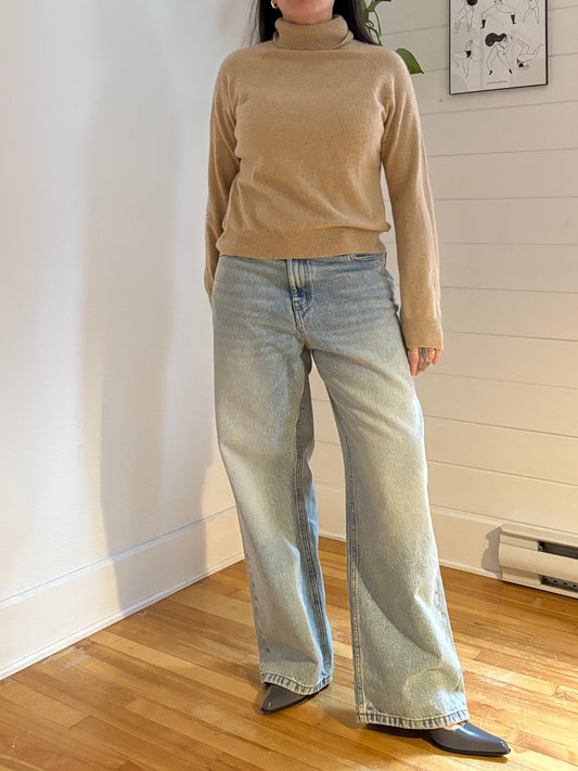 Valerie Stevens speckled cashmere turtleneck sweater M/L