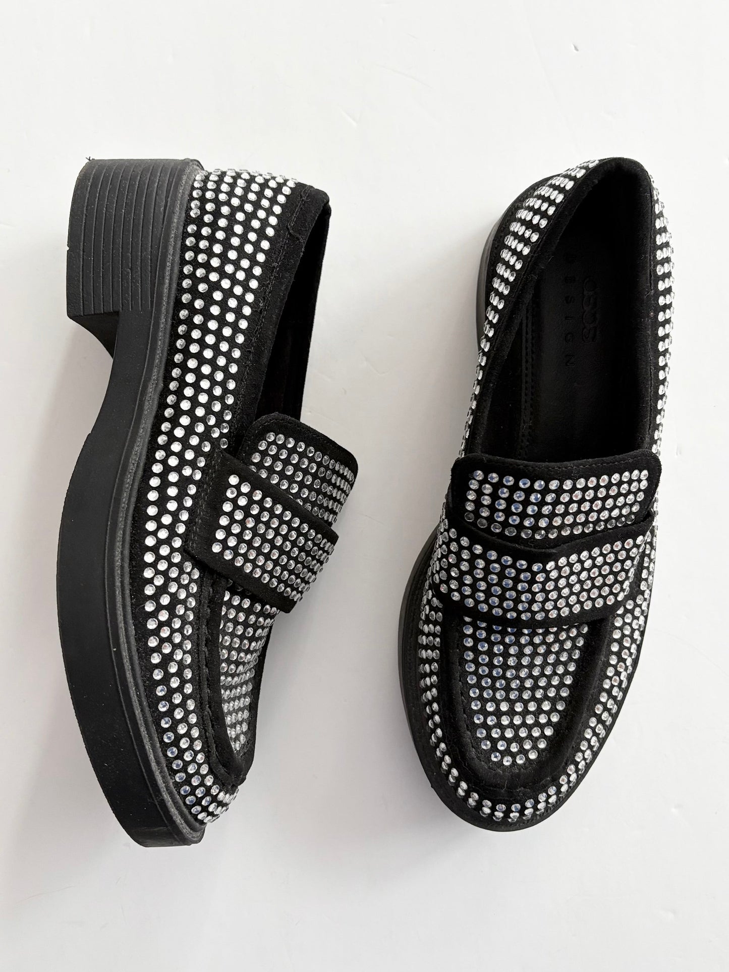 Asos chunky rhinestone loafers EUR36