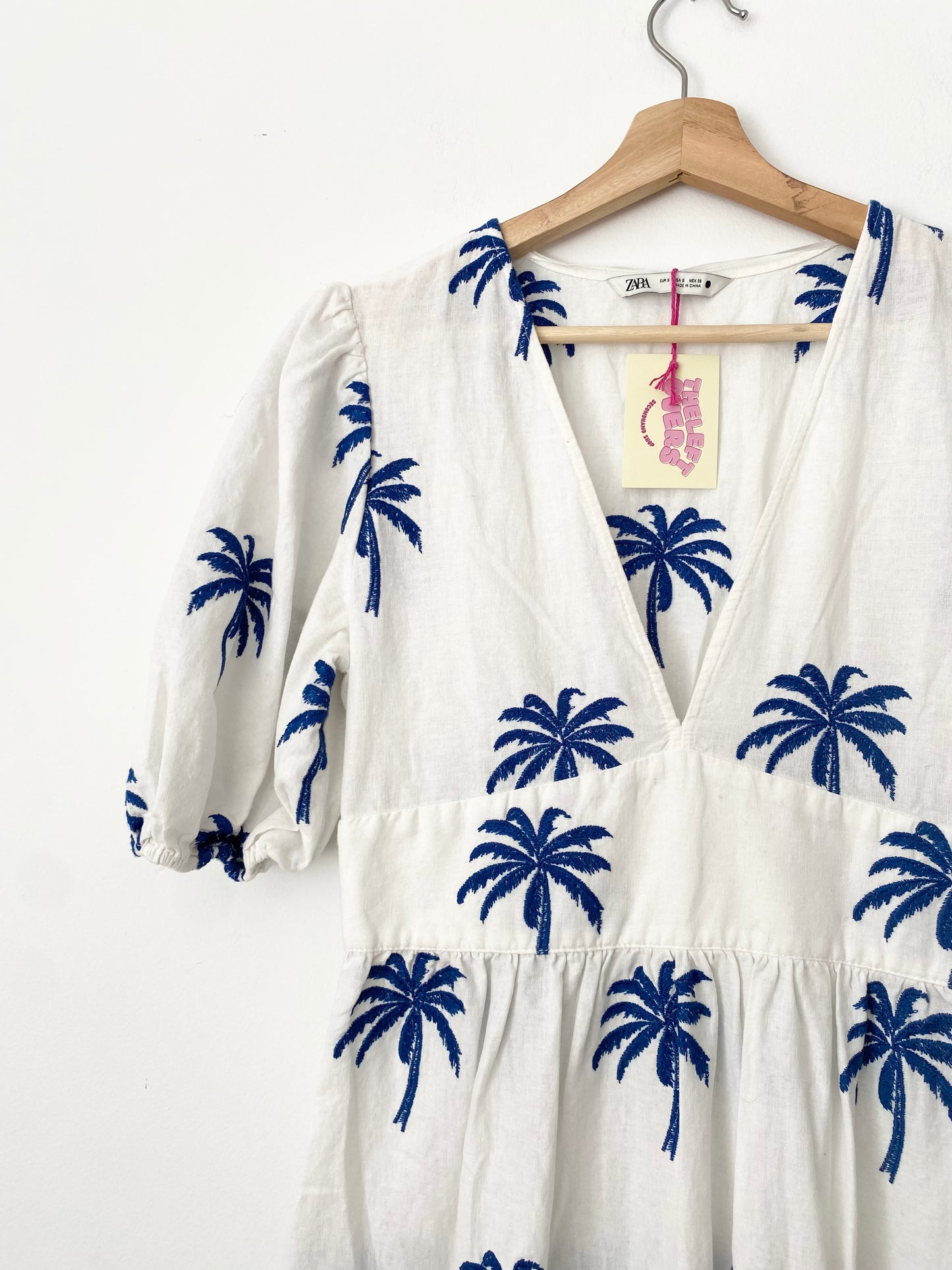 Zara palm tree embroidered maxi dress S/M