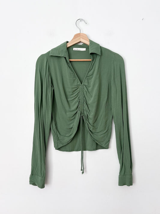 Oak + Fort ruched collared blouse XS