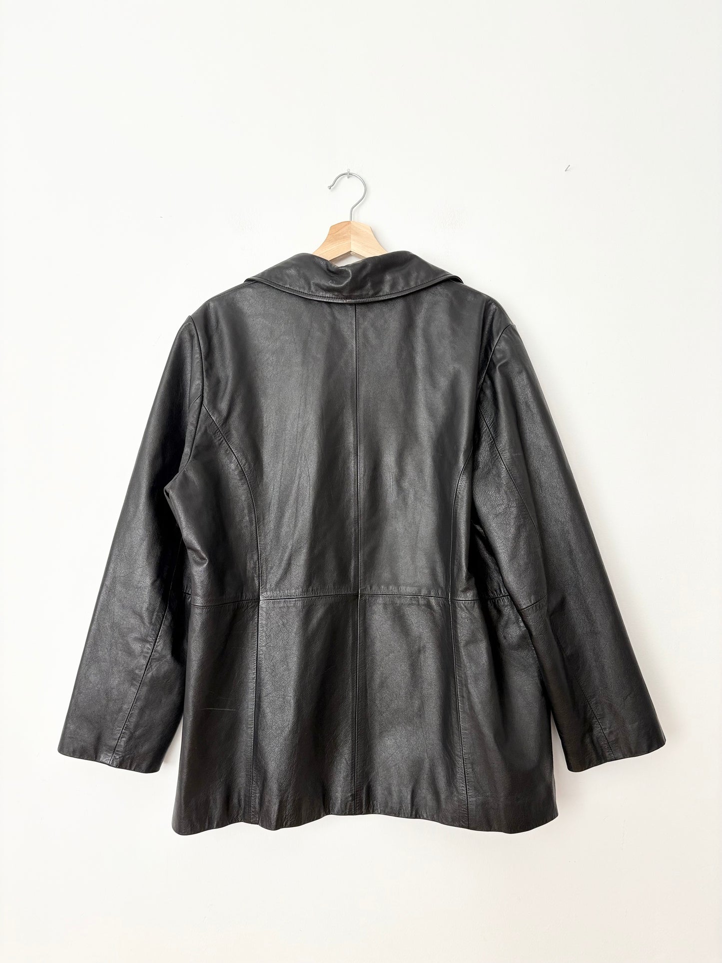 Trench-coat court en cuir vintage, taille