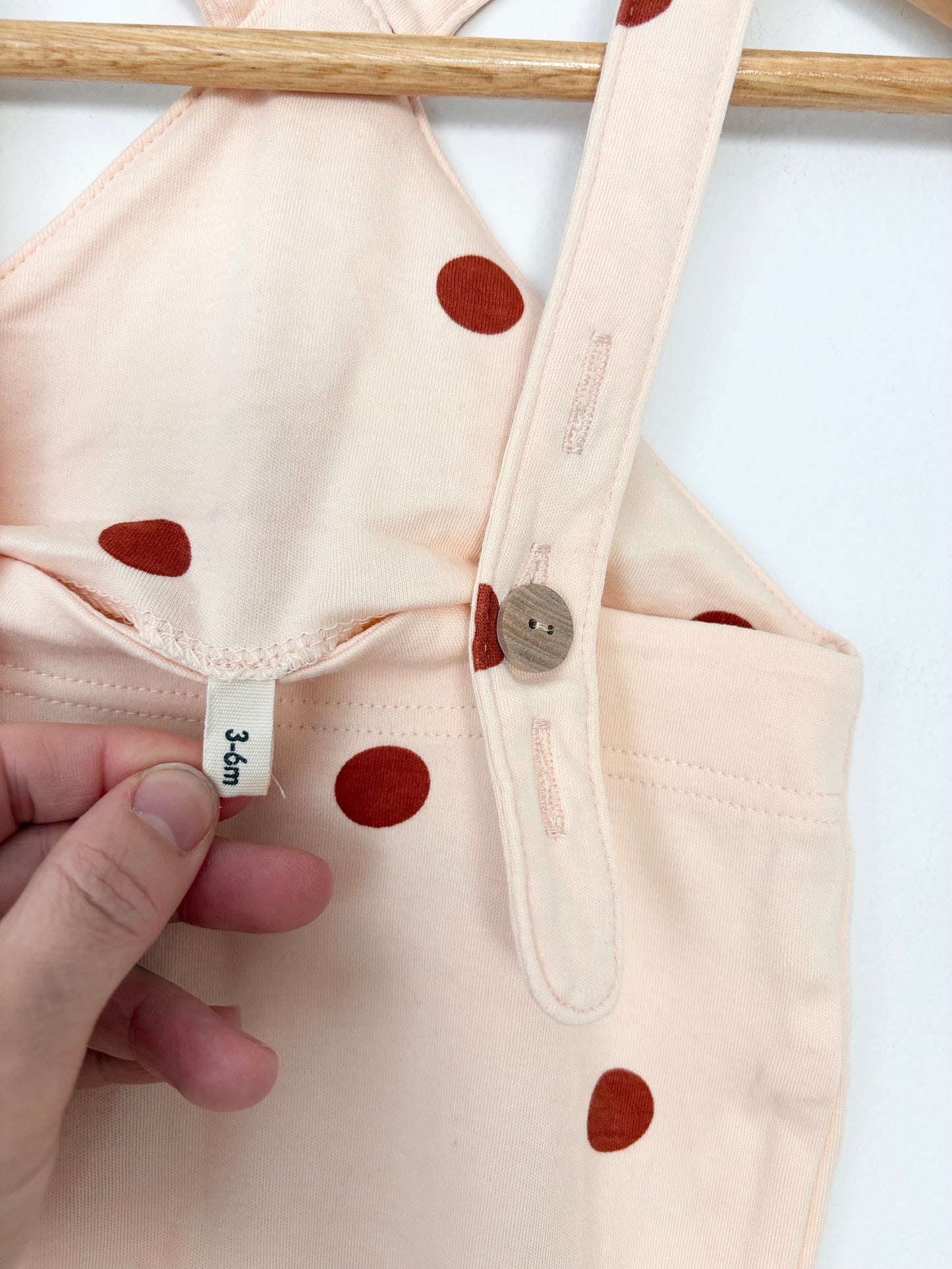 Organic zoo polka dot organic cotton footed overalls 3/6m