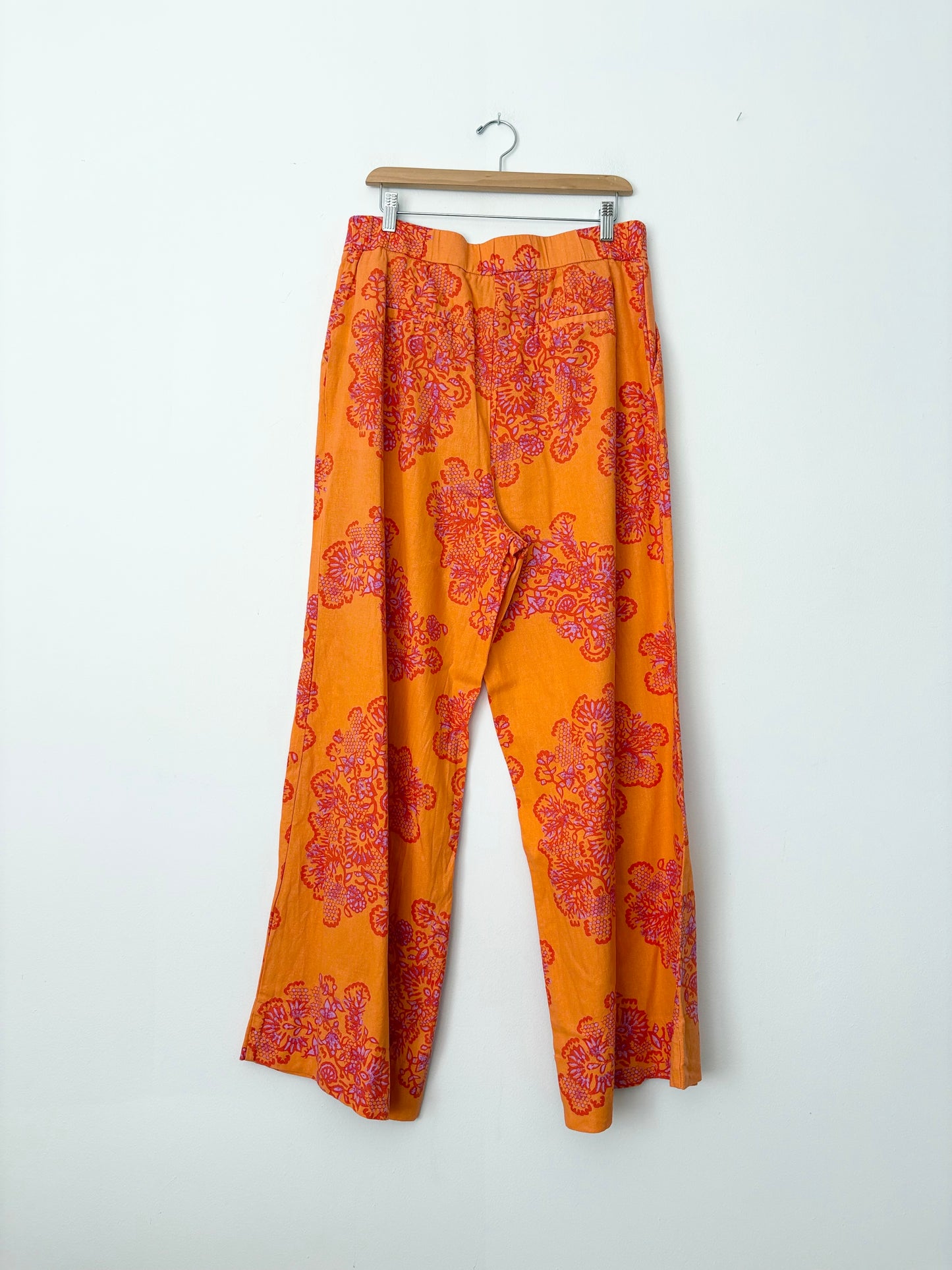 Caroline Constas Linen blend floral pants Large