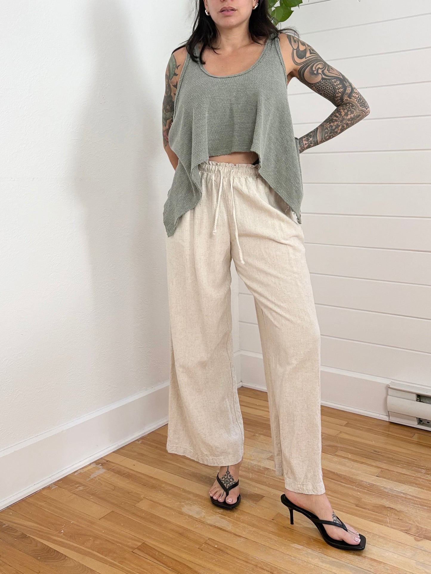 N.L.T Cove Linen blend wide leg pants Medium