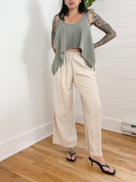 N.L.T Cove Linen blend wide leg pants Medium