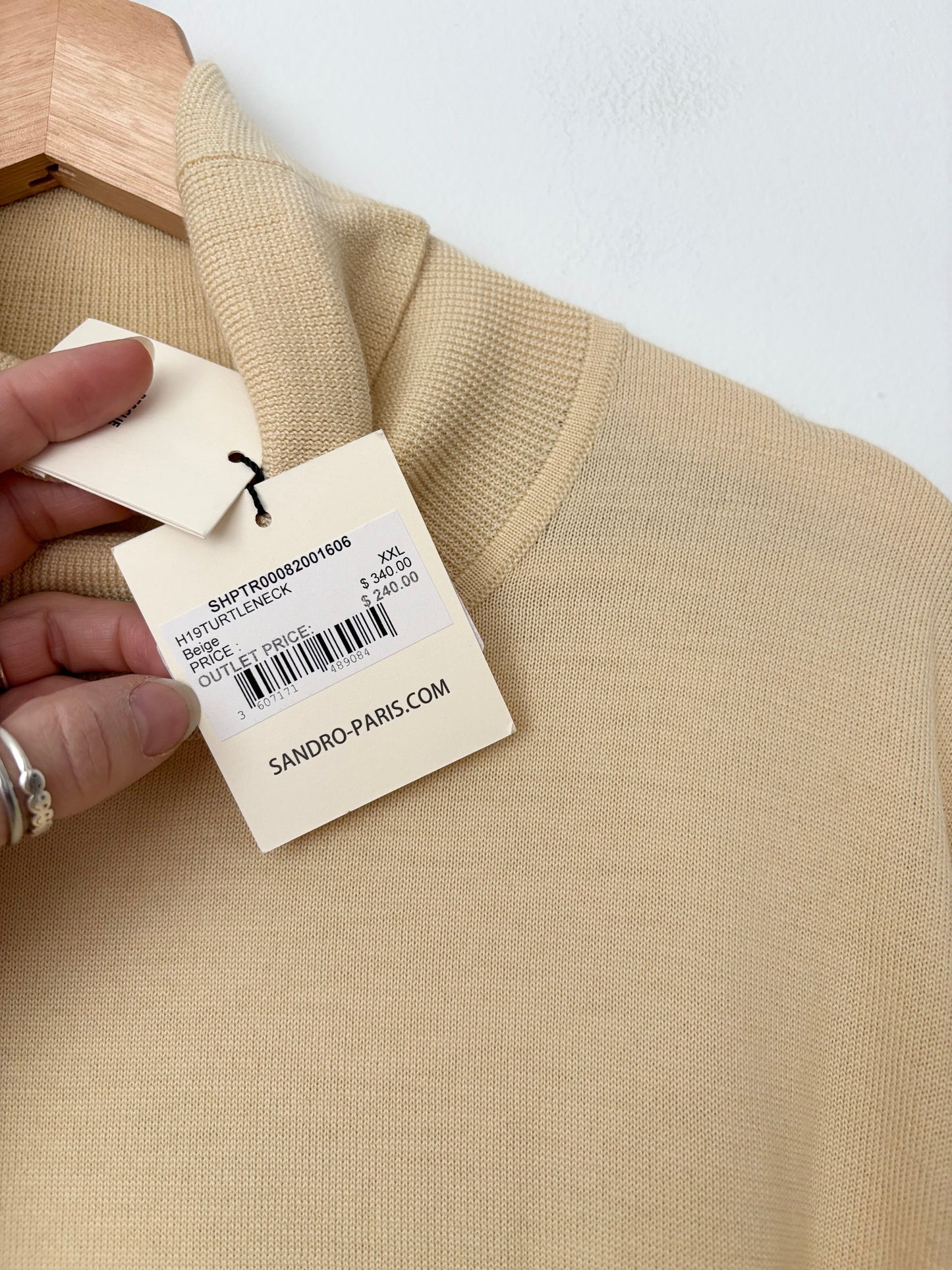 Pull en laine à col roulé Sandro, taille 2XL