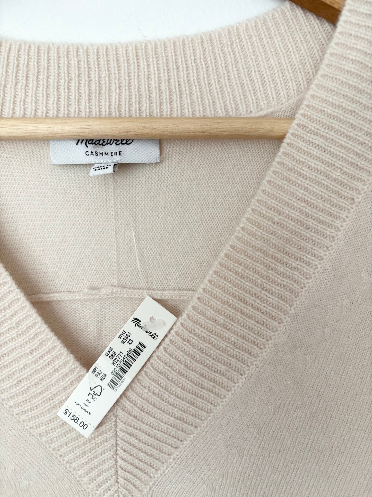 Madewell cashmere V neck sweater XS/S