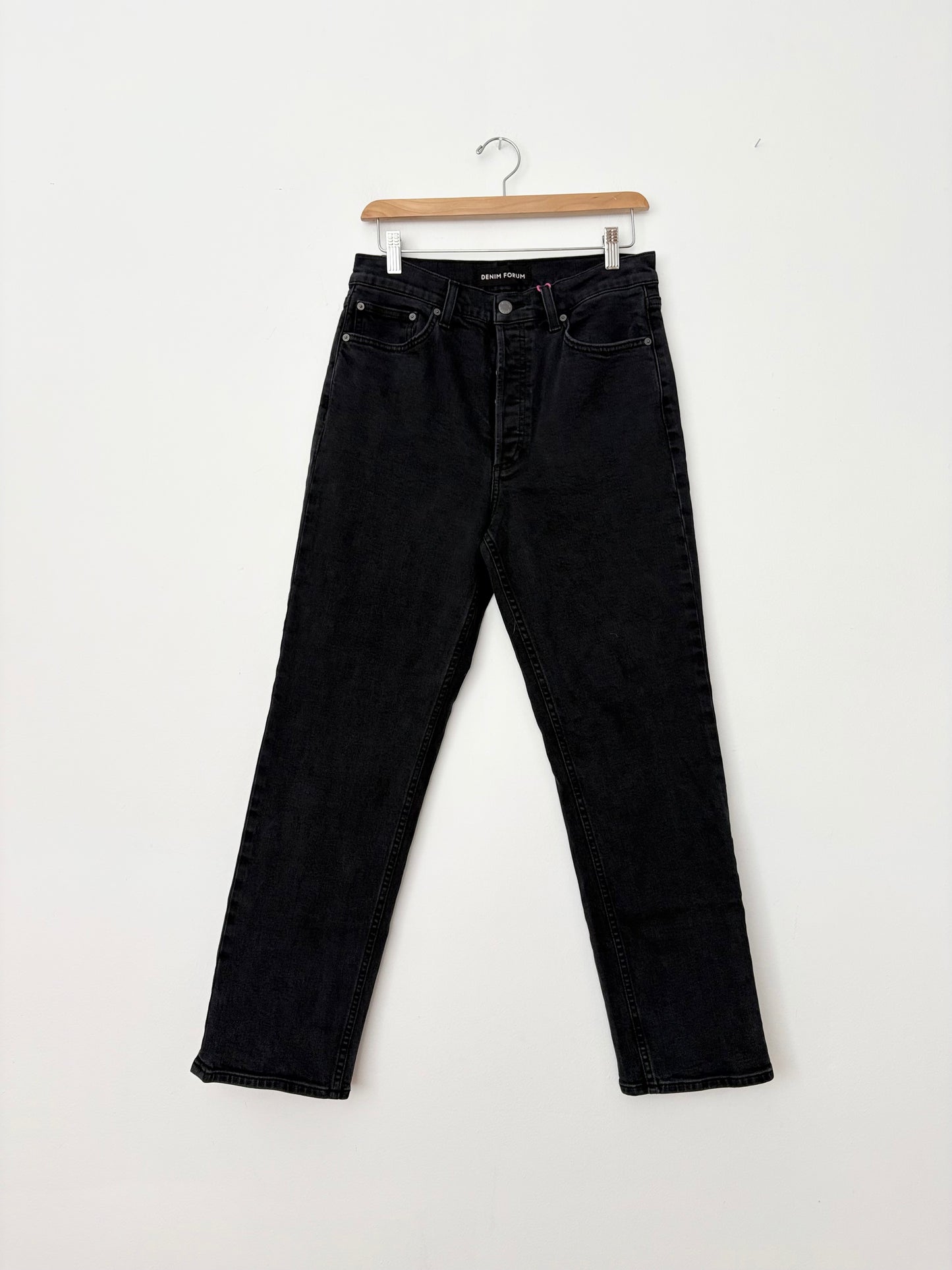 Denim forum black Arlo high rise straight jeans W28/29