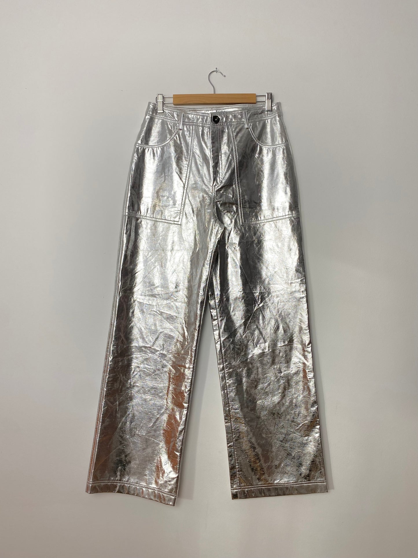 Know one cares silver metallic pants Medium