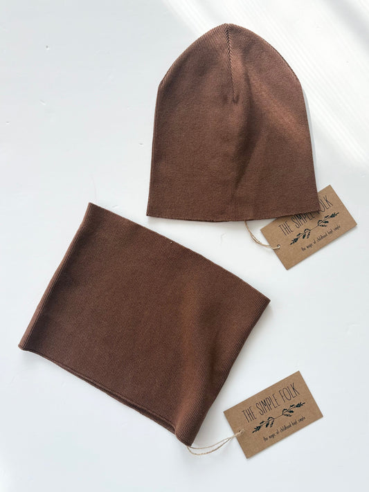 The simple folk knit beanie & scarf set 2-7Y