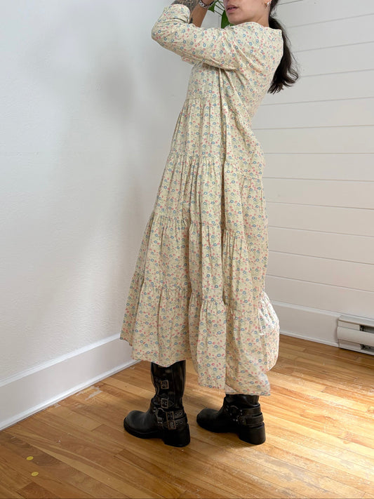 Robe longue en popeline de coton Aspesi à petites fleurs Taille M
