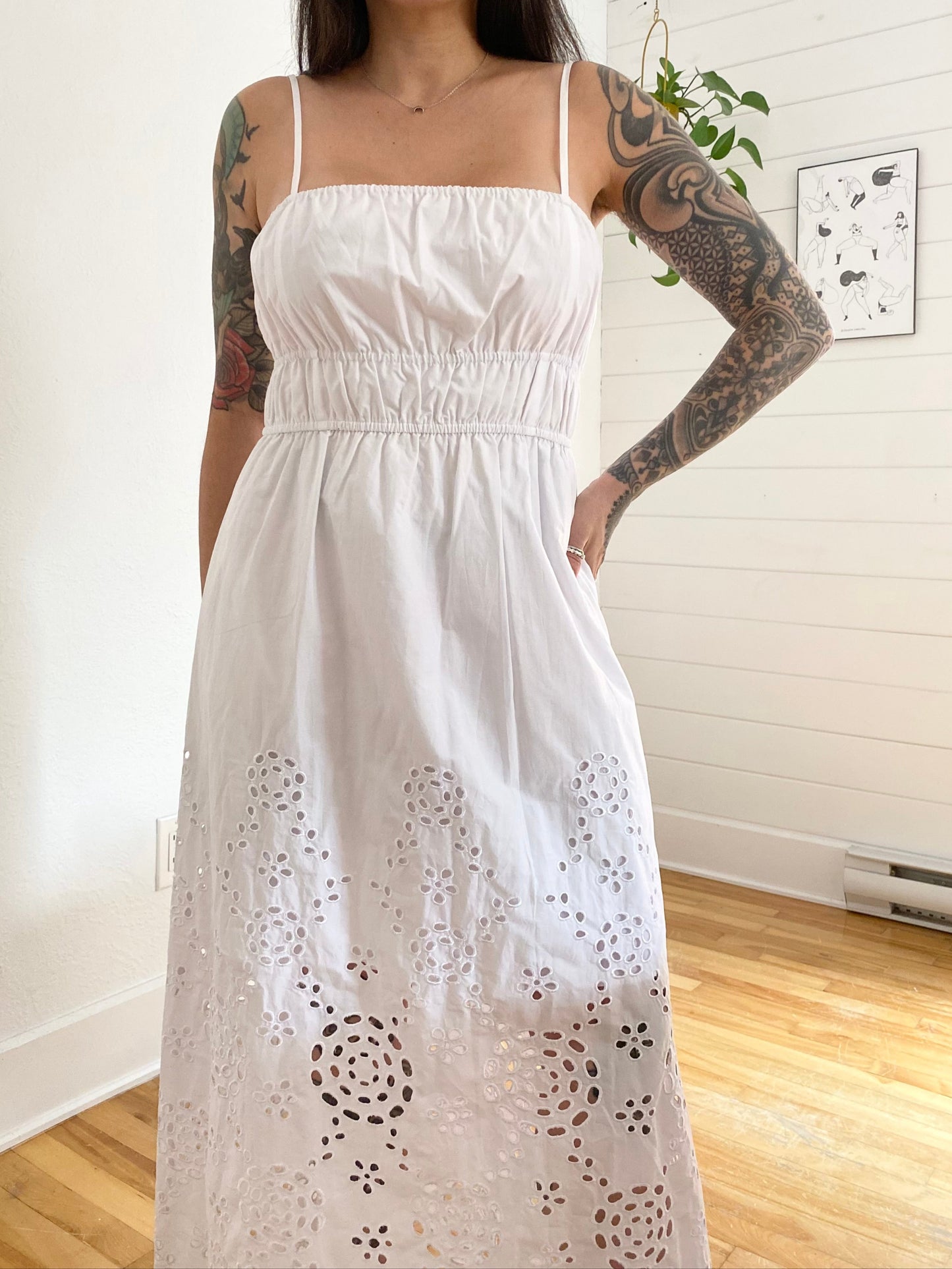 Madewell embroidered tank dress in poplin Medium