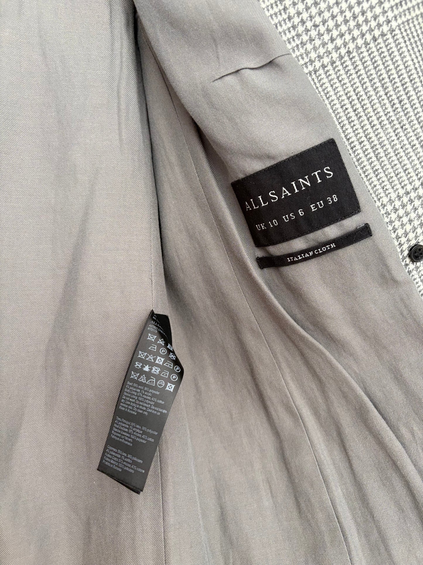 All Saints Astrid wool blend check blazer Medium