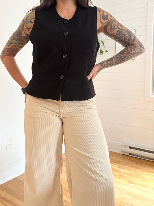 Vintage black tie back vest top Large
