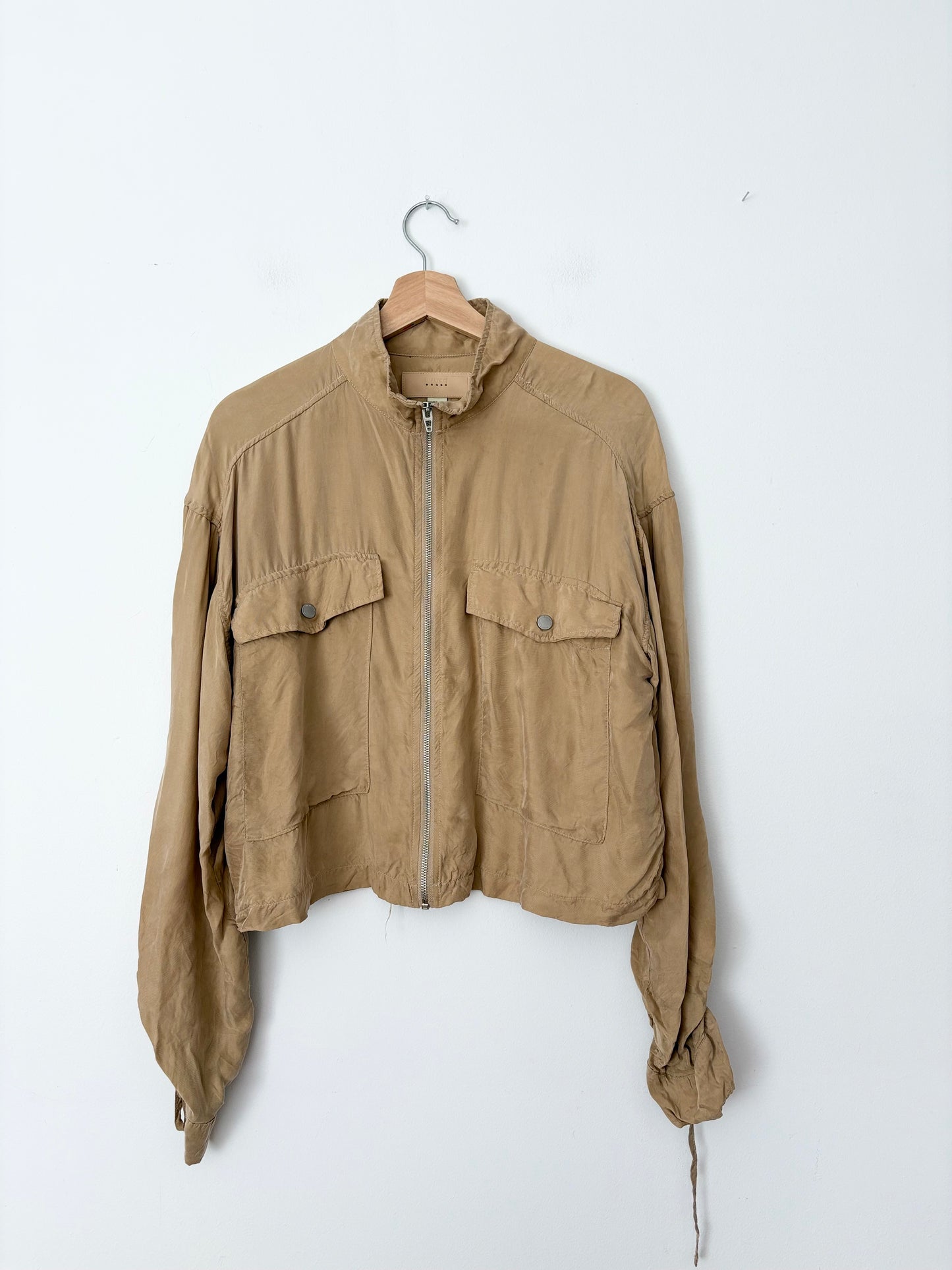 BlankNYC ruched sleeve bomber jacket Medium