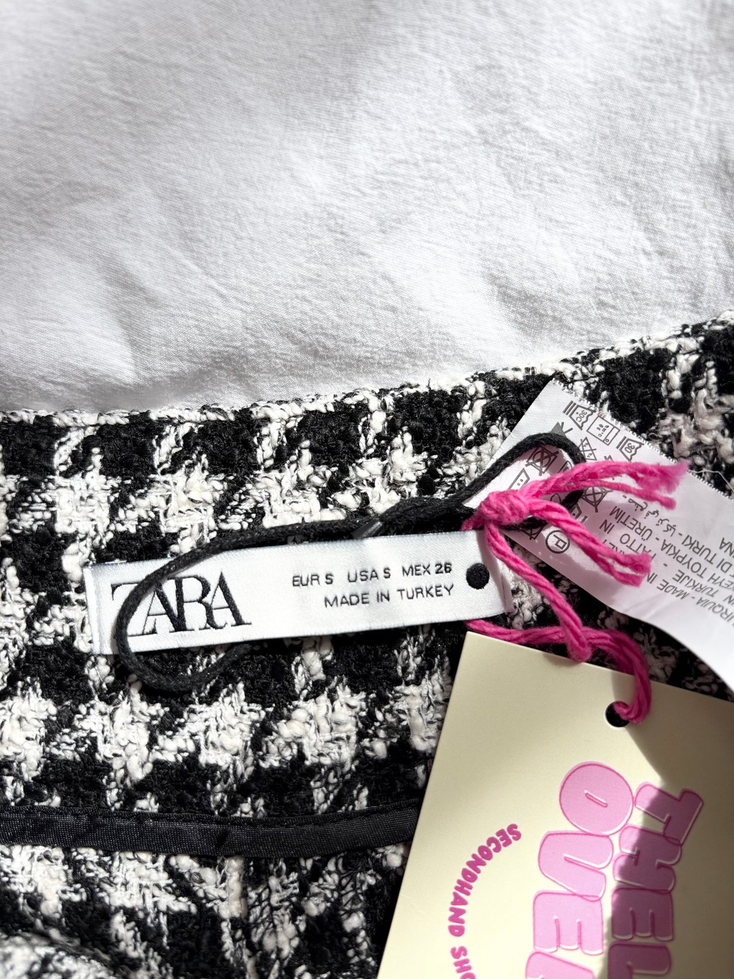 Zara houndstooth wide leg trousers Small