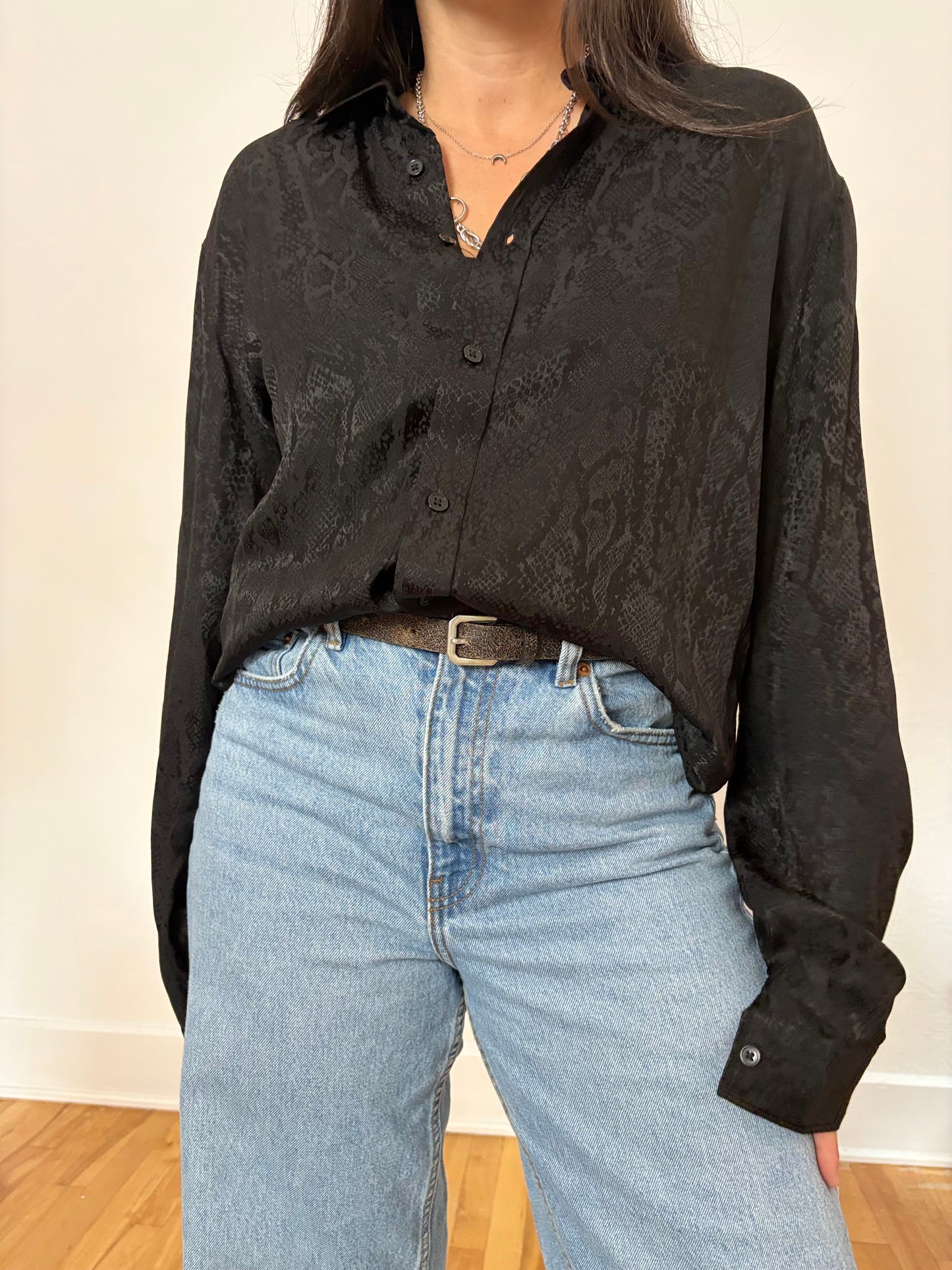 The kooples silk blend monochrome snakeprint button up Large