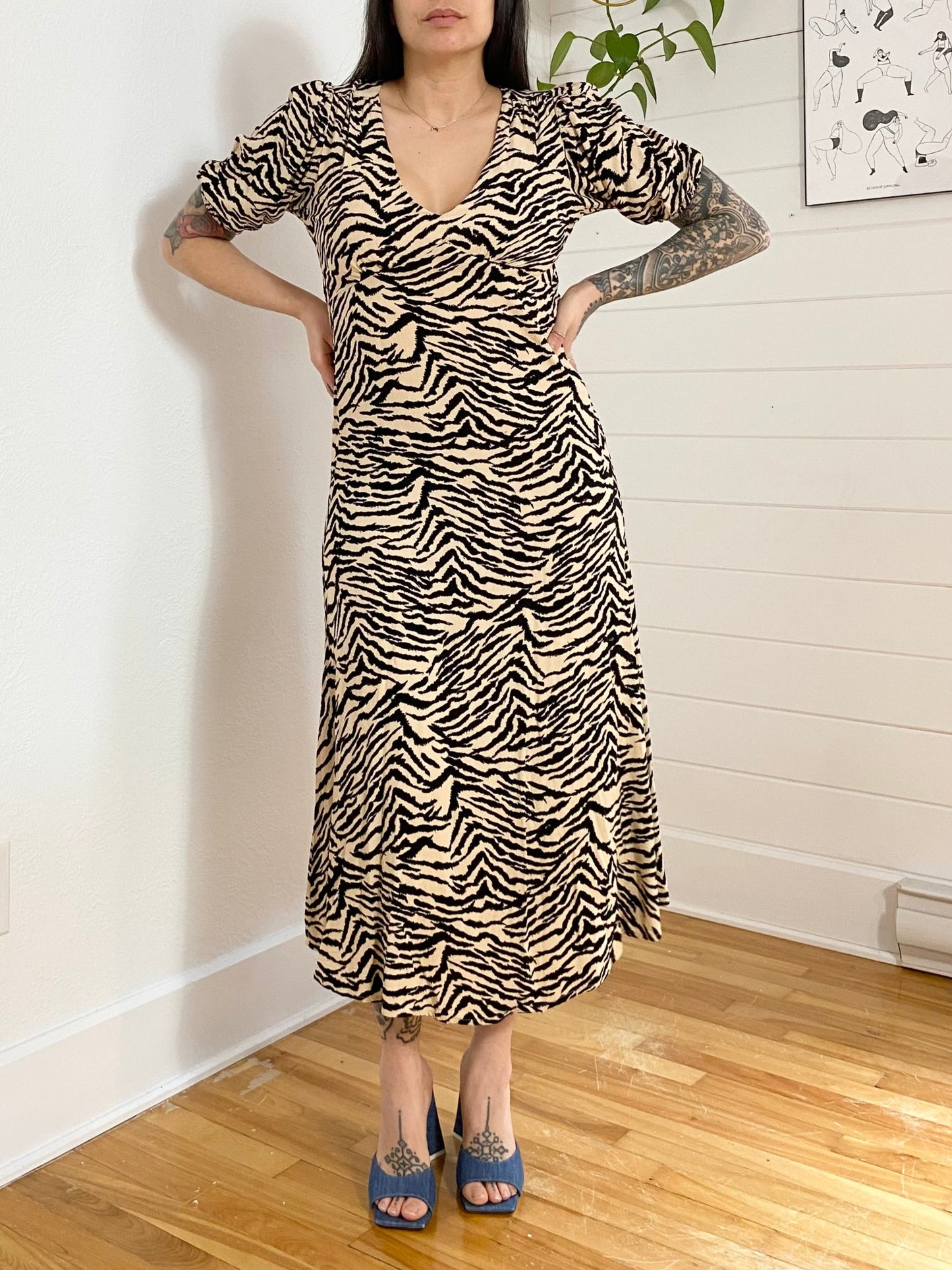 DISSH open back zebra maxi dress S/M