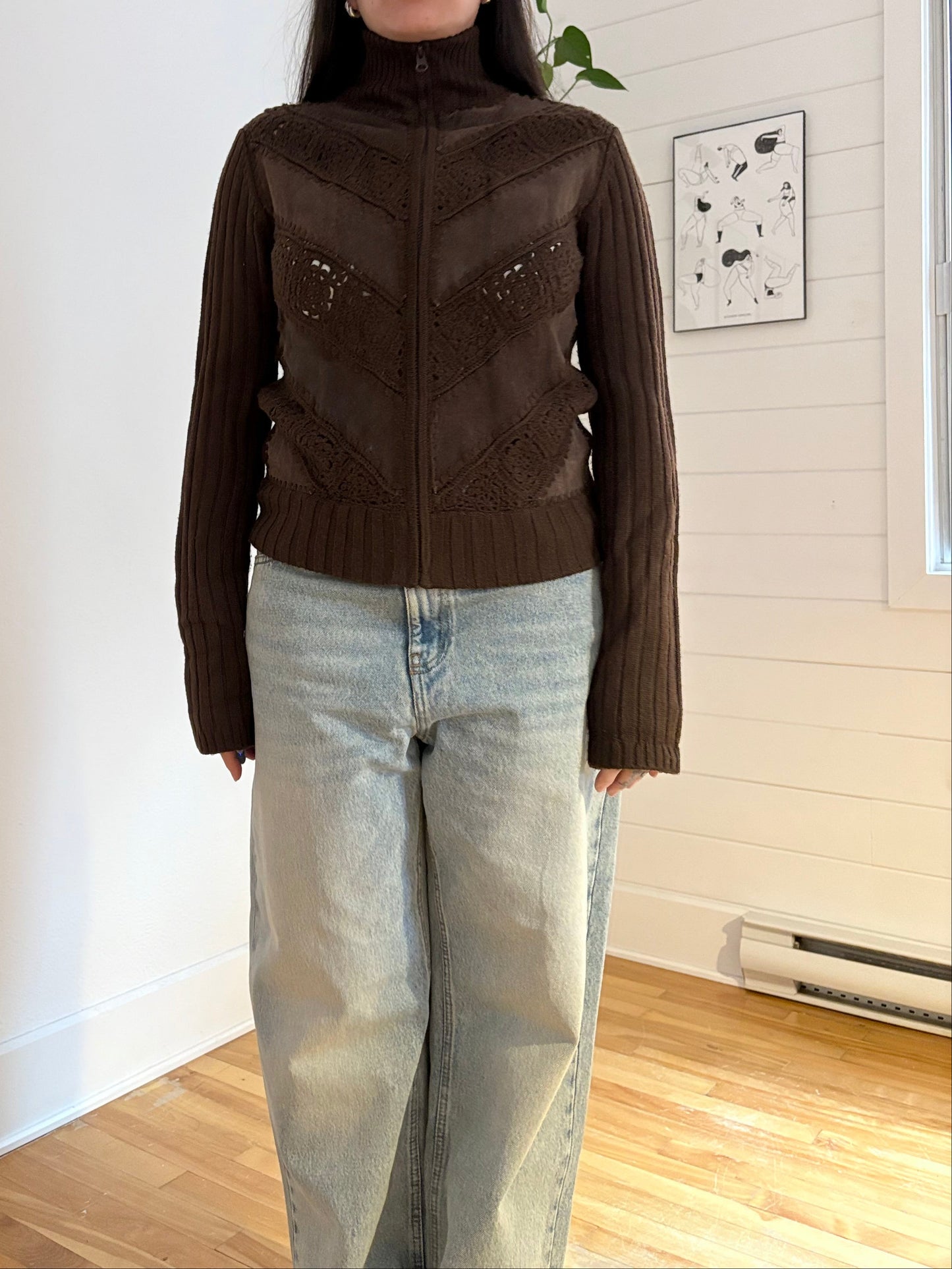 Y2K Vintage Le chateau suede wool zip up Medium