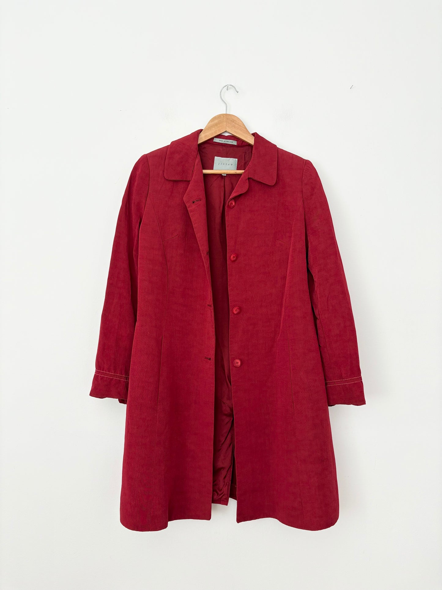Jigsaw red linen blend tailored coat Medium