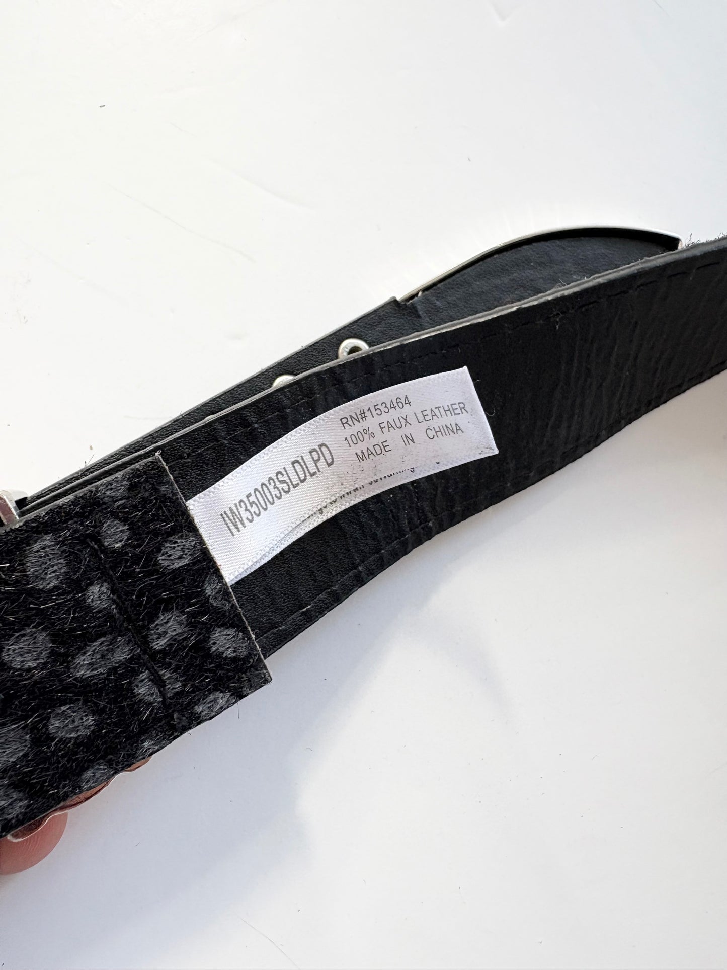 Noir NYC faux leather animal print double buckle belt S-L