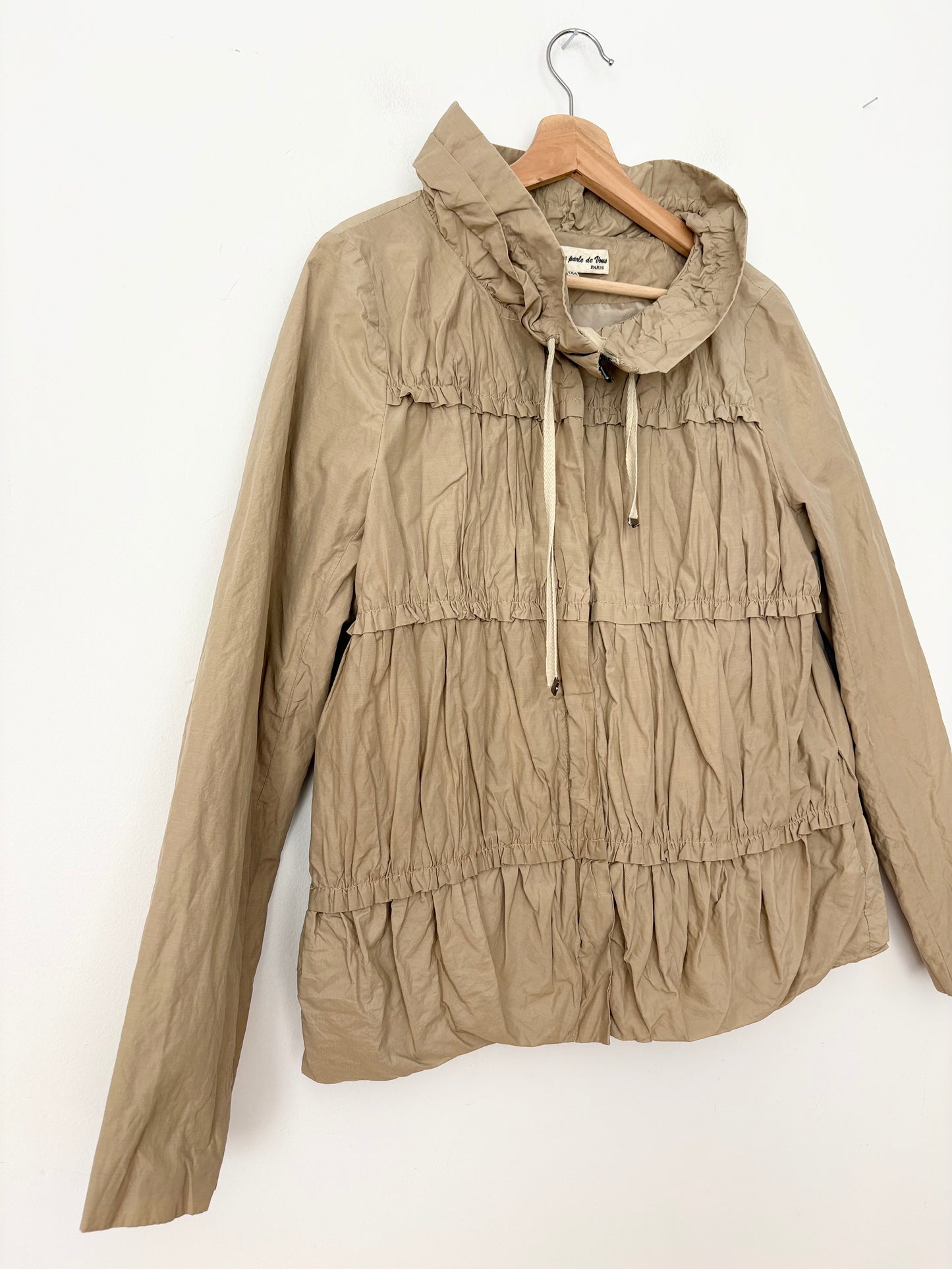 On parle de vous Paris ruffled cinched nylon coat M/L