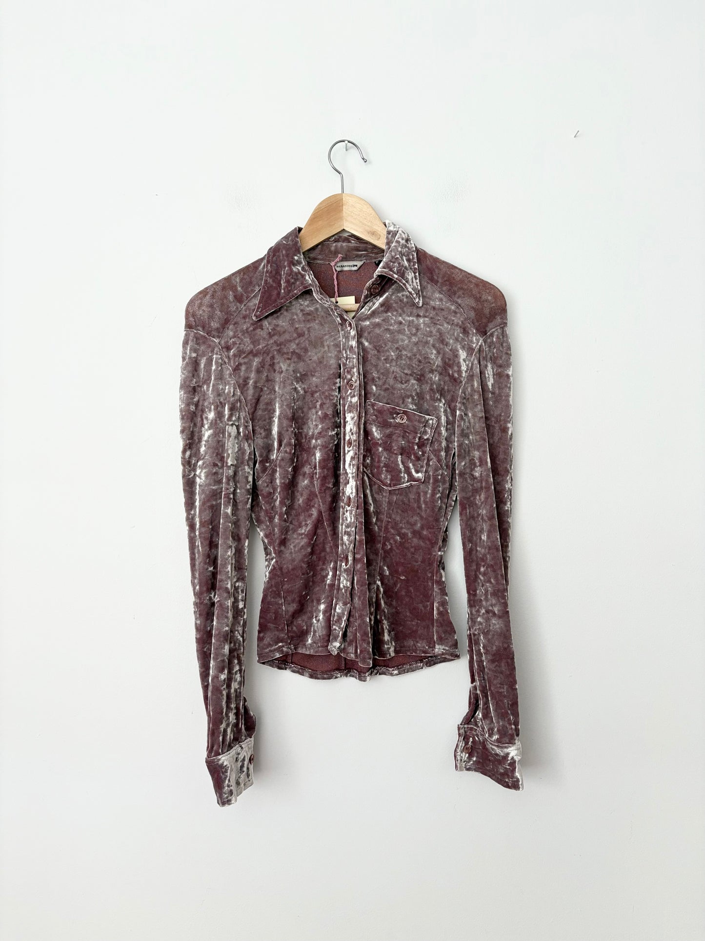 Y2K Parasuco velvet slim button up XS/S