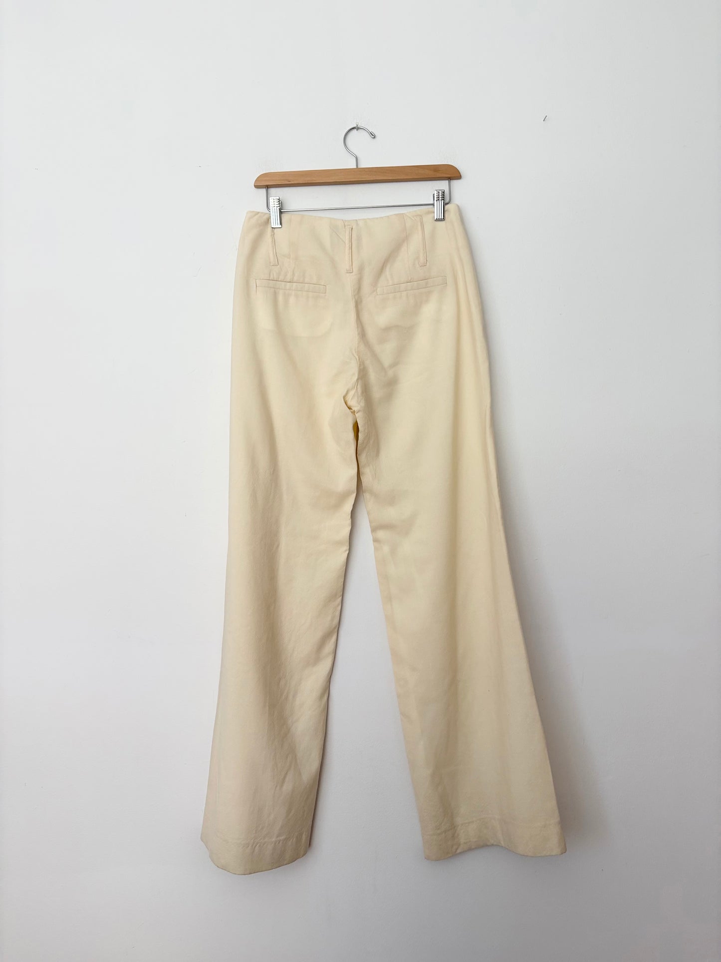 Pantalon large femme en laine semi-transparent vintage