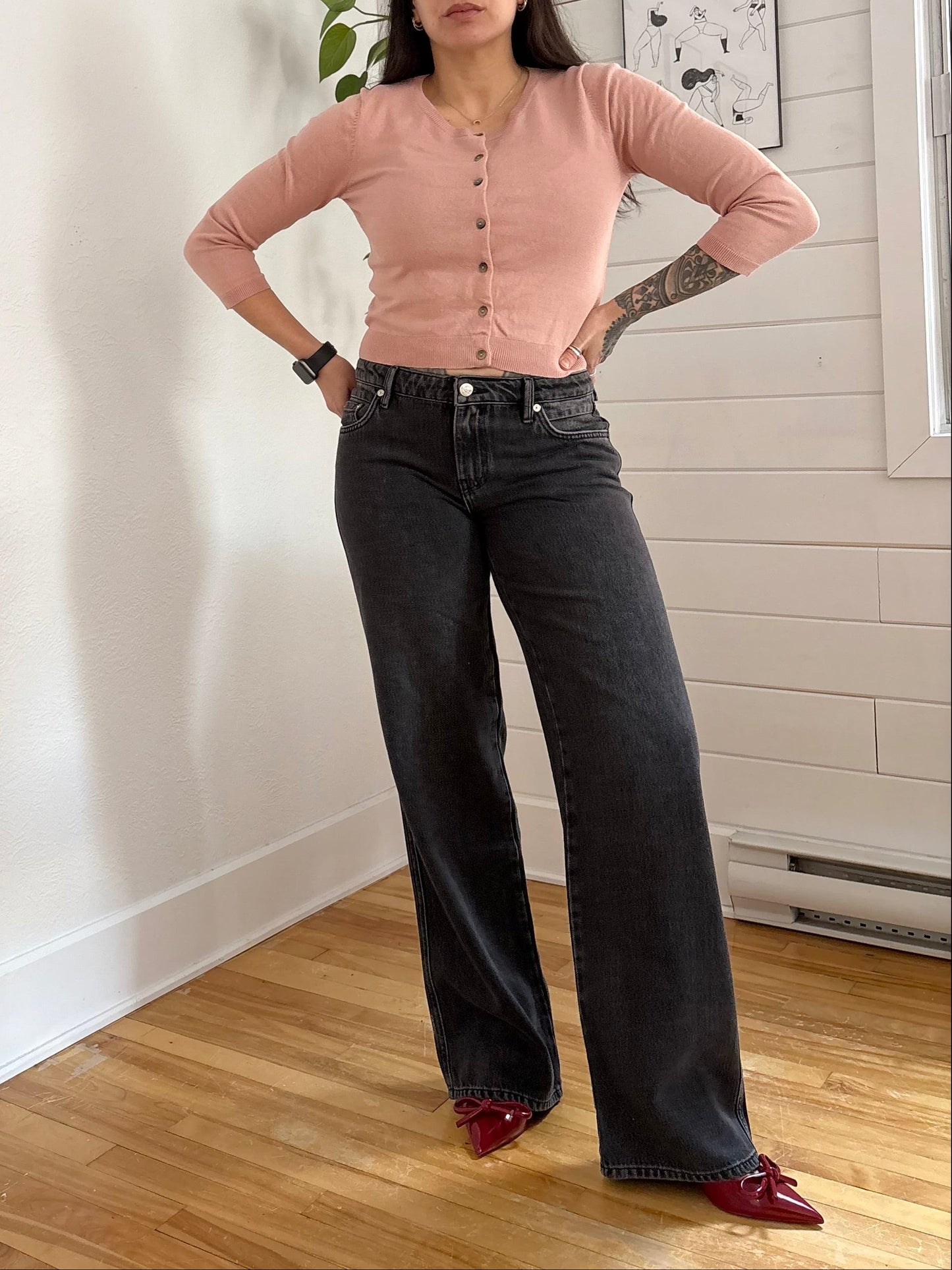 Free People low rise boyfriend wide leg jeans W28/29