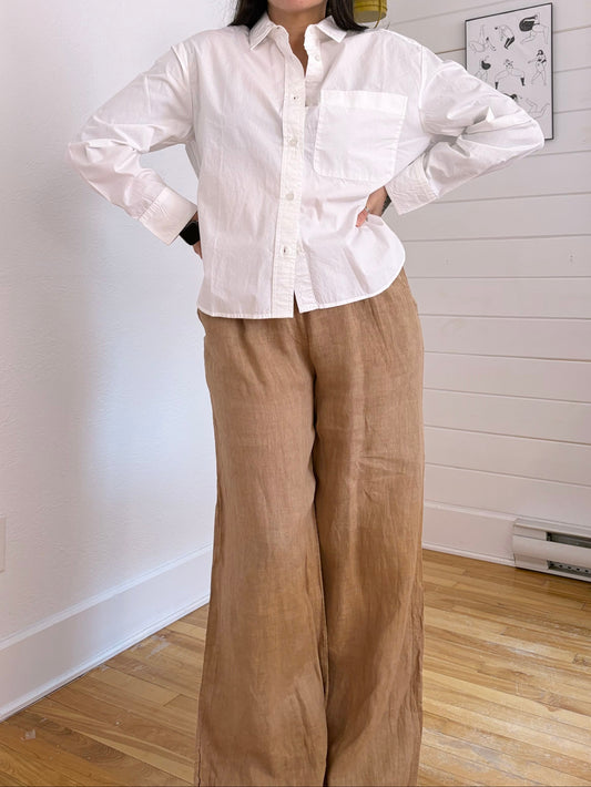 Quince cotton poplin long sleeve boxy shirt Small