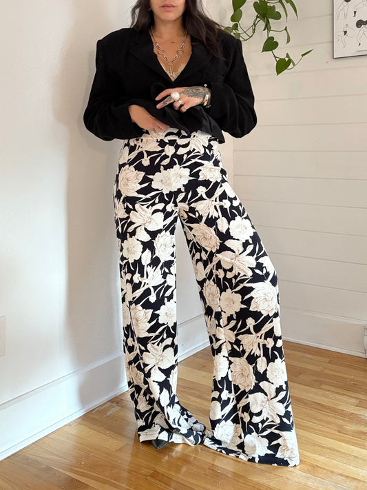 Vintage floral wide leg pants M/L