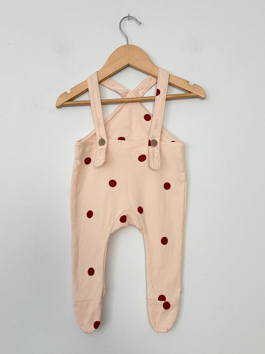 Organic zoo polka dot organic cotton footed overalls 3/6m