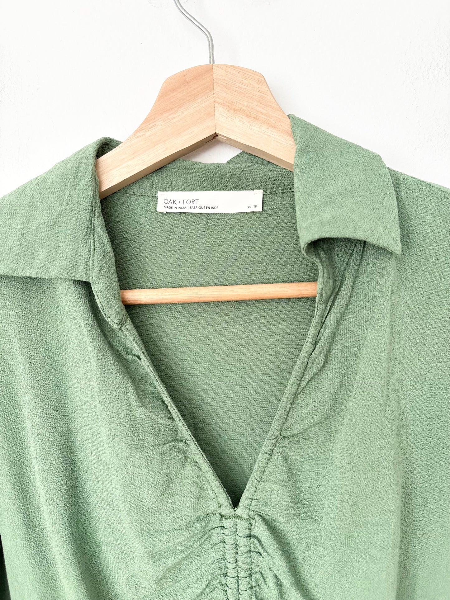 Oak + Fort ruched collared blouse XS