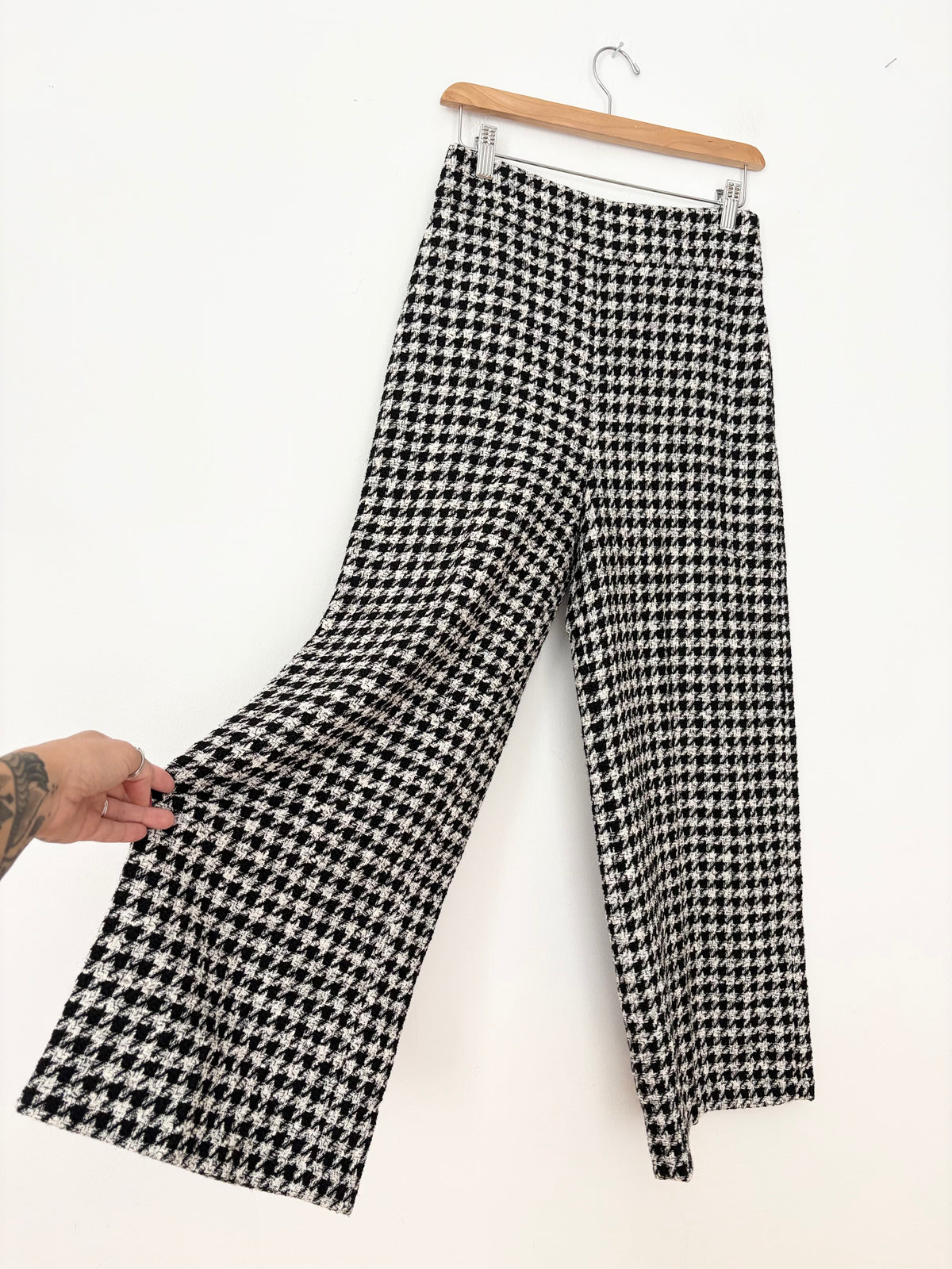 Zara houndstooth wide leg trousers Small
