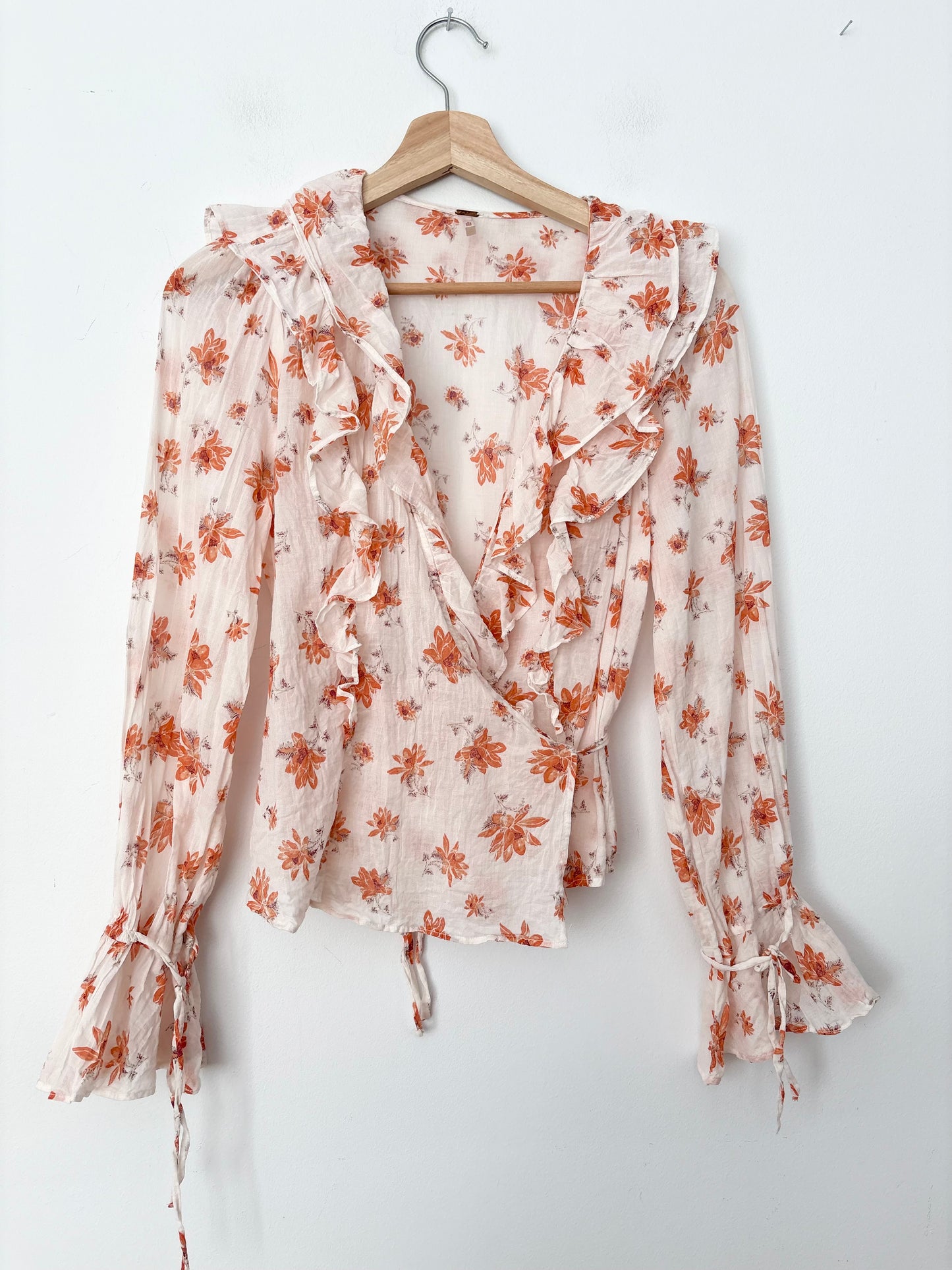 Free People amanda floral wrap blouse XS